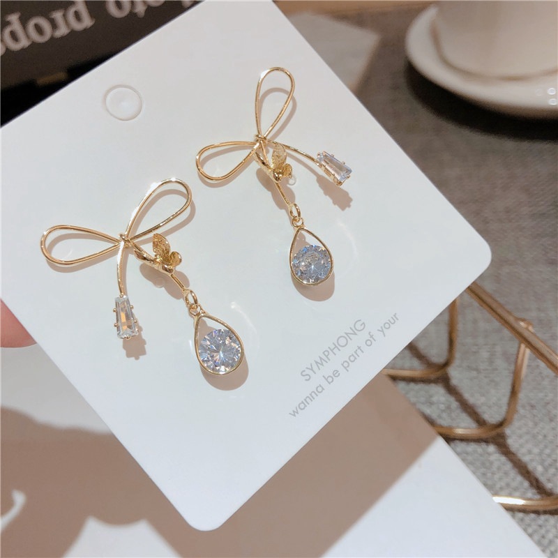 Khuyên Tai Bạc Đính Đá Zircon Phong Cách Hàn Quốc Mới 2021