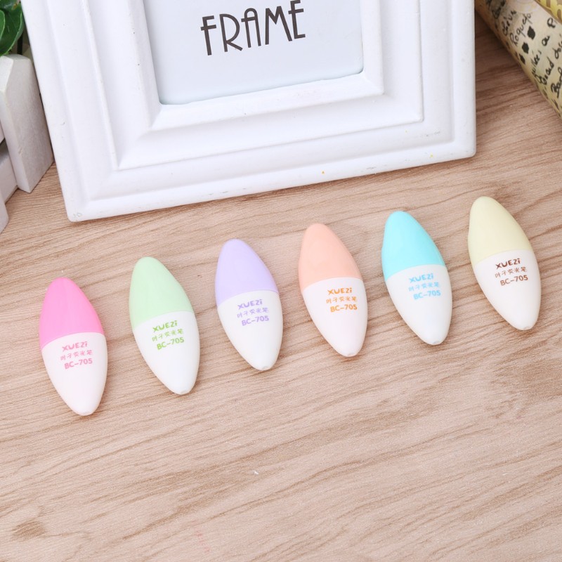 Set 6 bút highlight mini hình viên thuốc / hình trứng / hình lá