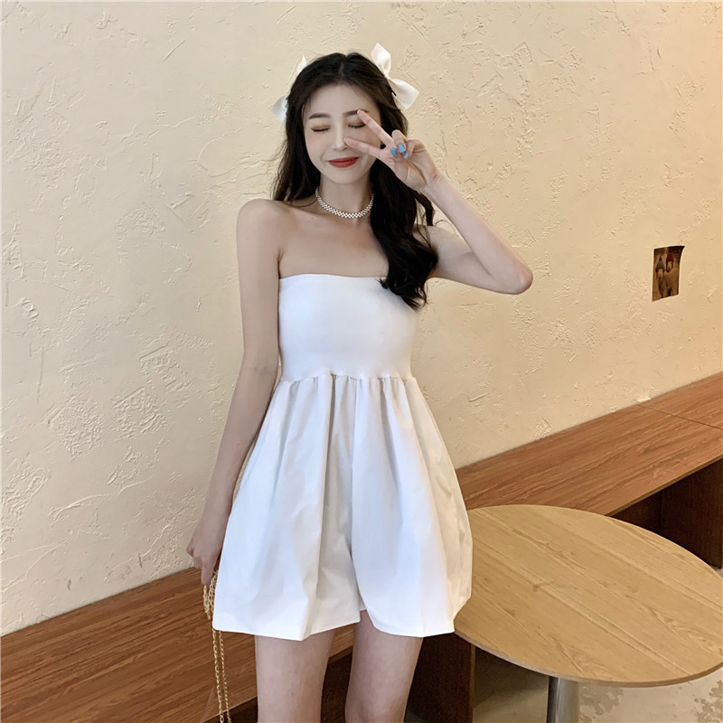 Áo liền quần Trễ Vai Màu Trơn Phong Cách Hàn Quốc | BigBuy360 - bigbuy360.vn