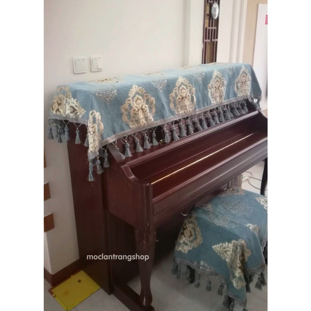 Khăn phủ đàn piano gấm nhung thêu hoa họa tiết châu Âu sang trọng, tấm che phủ đàn piano cơ điện chống bụi thời trang