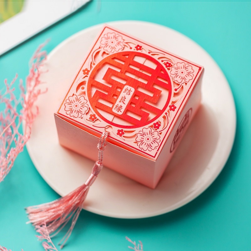 Combo 20-30-50c Hộp quà cưới Màu Hồng đựng bánh, kẹo, socola màu size 7,5cm