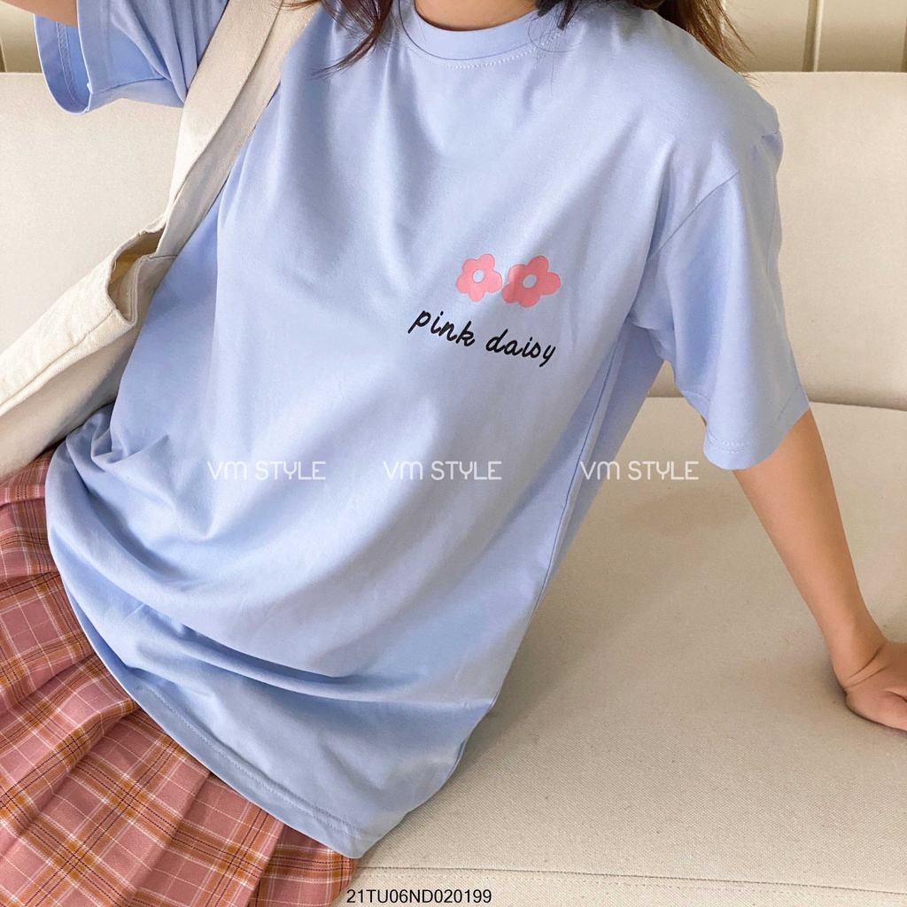 Áo thun nữ VM STYLE unisex tay ngắn, áo phông đẹp đi học in PINK DAISY ulzzang 22ATU03ND0801