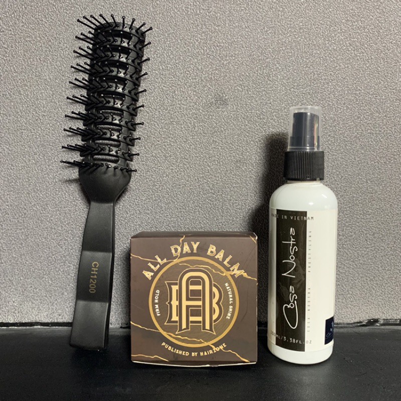 Combo Sáp vuốt tóc All day balm hair zone + xịt tạo phồng Prestyling Cosa Nostra + lược bán nguyệt