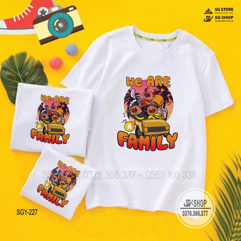 Áo thun gia đình We are family đồng phục hội nhóm thun cotton mềm mịn màu trắng SGY227 | SG
