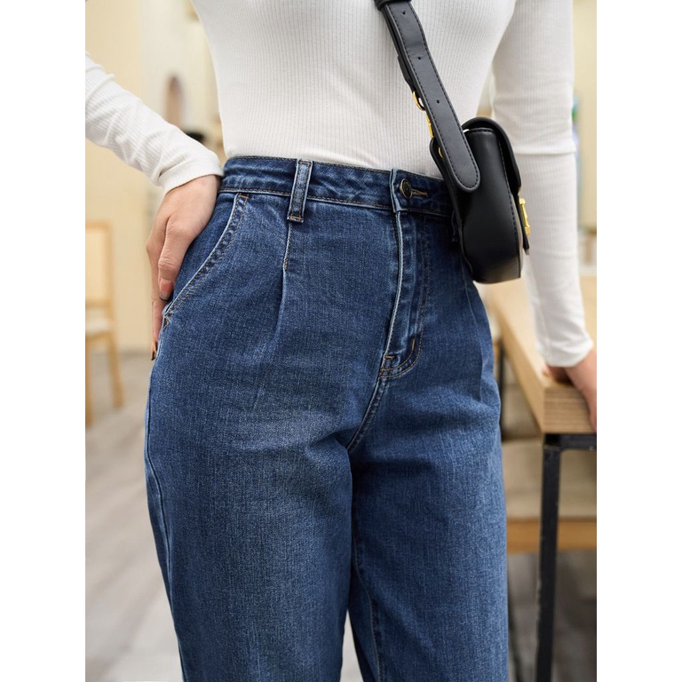 Quần jean baggy nữ BB Jeans lưng cao co giãn tốt tôn dáng đẹp BB09