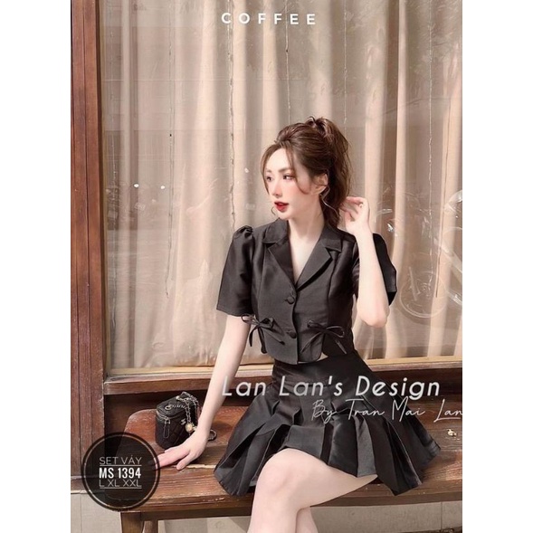 SET VEST ÁO CROPTOP NƠ PHỐI CHÂN VÁY BIGSIZE