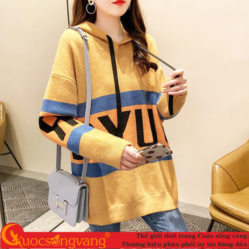 Áo len hoodie có nón áo len nữ phom rộng mã GLA320 Cuocsongvang