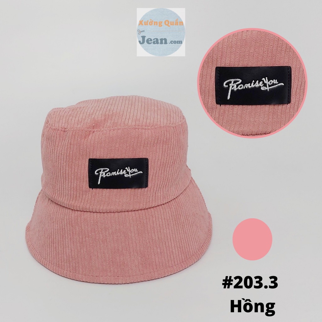 Nón vành cụp bucket  PromissYou❤️ Nón tai bèo thêu PromissYou chất nhung tăm cao cấp form unisex nam nữ 203