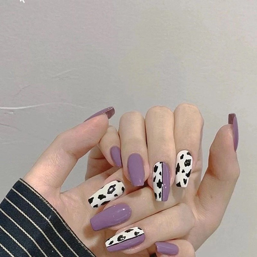 Bộ 24 Miếng Dán Móng Tay Họa Tiết Da Báo Cá Tính