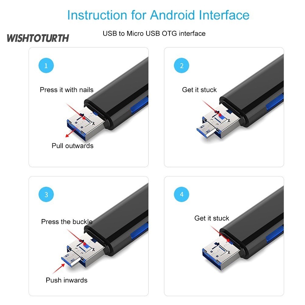 ☼Đầu Đọc Thẻ Nhớ 5 Trong 1 Đa Năng Cổng Micro USB Type C / TF Cho Máy Tính Android