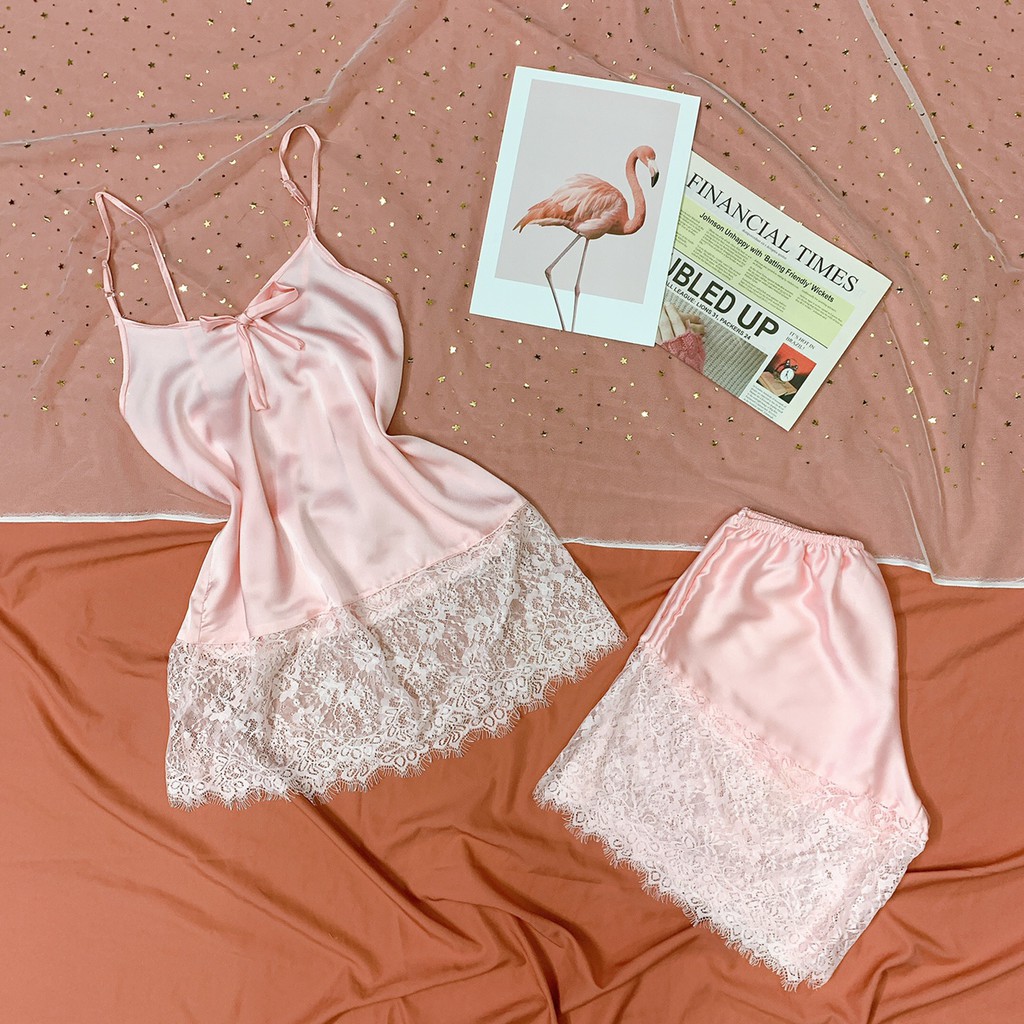 Đồ Ngủ Sexy 2 Dây Viền Ren Cực Sexy, Chất Liệu Satin Lụa Mềm Mịn, Đủ 7 Màu Cho Nàng Lựa Chọn [DN6] | BigBuy360 - bigbuy360.vn