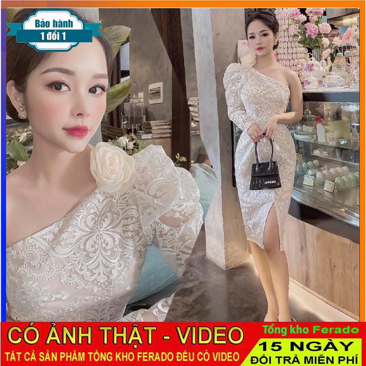 [ xả kho ] MiD Đầm dạ hội vai bồng V1251 họa tiết hoa cao cấp Mie Design kèm ảnh thật