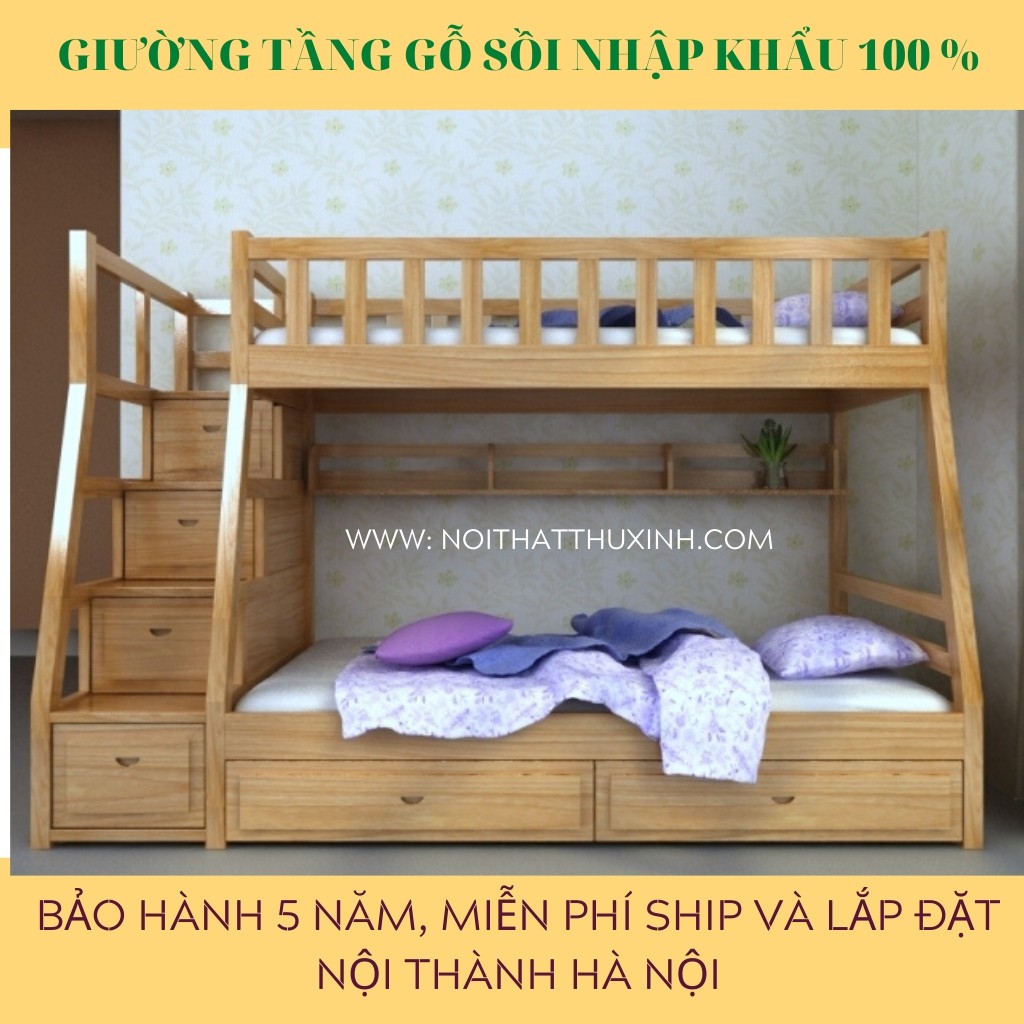 Giường Tầng Giá Rẻ An Toàn & Tiện Dụng Cho Bé Freeship Hà Nội