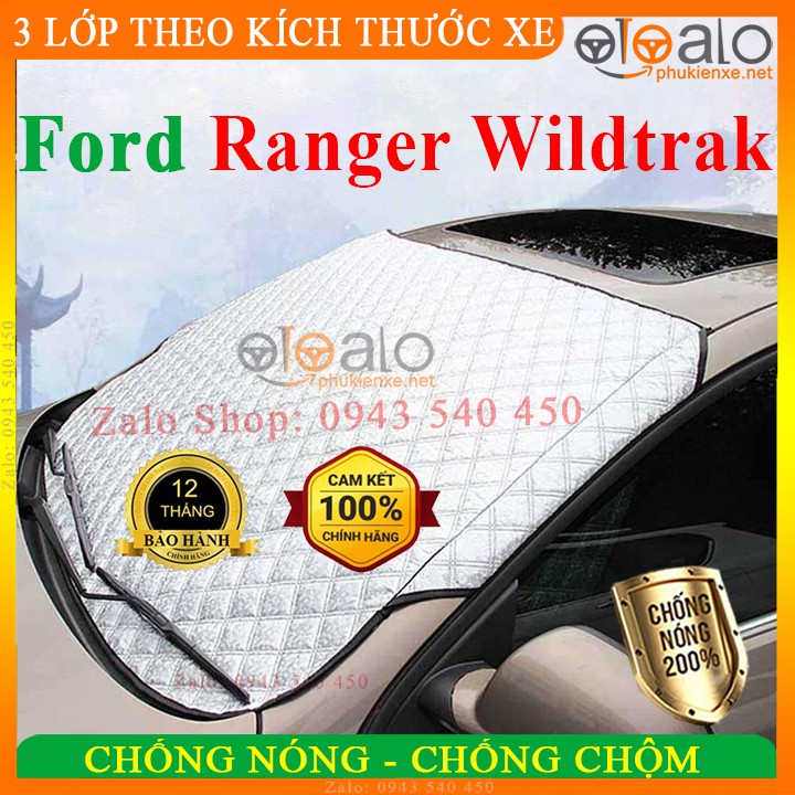 Tấm che chắn nắng kính lái ô tô Ford Ranger Wildtrak CAO CẤP 3 Lớp Chắn Nắng Cản Nhiệt | OTOALO