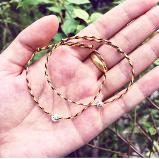 Vòng chỉ ngũ sắc may mắn mix bi bạc 925