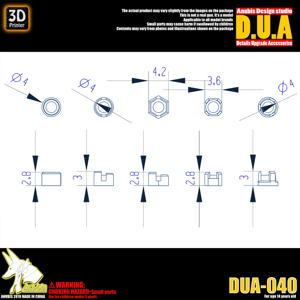 Phụ kiện mod ANUBIS - Chi tiết nhựa mô hình in 3D DUA040