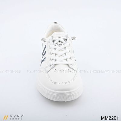 MM2201 Giầy thể thao da lì dây thun 3 vạch màu 2p | BigBuy360 - bigbuy360.vn
