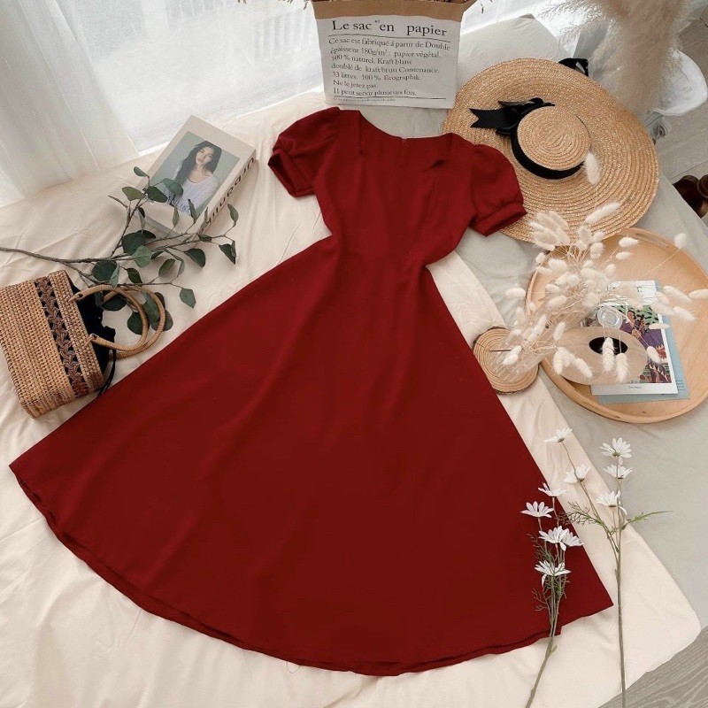 [Mã FATHANG5 giảm 10K đơn 50K] Đầm cổ vuông 3 màu (kèm hình thật) | BigBuy360 - bigbuy360.vn