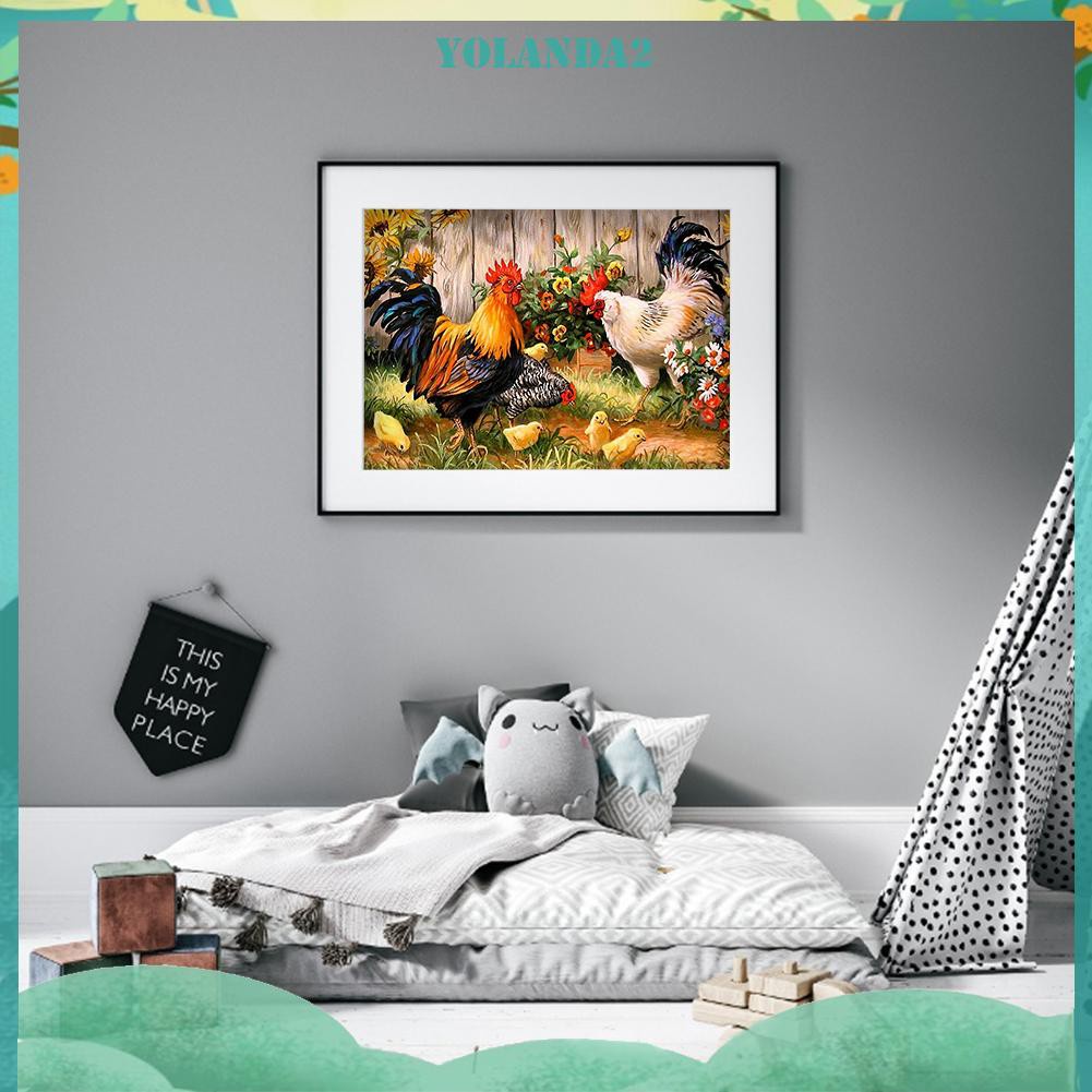 Bộ tranh thêu chéo trang trí nội thất hình gà 11CT DIY