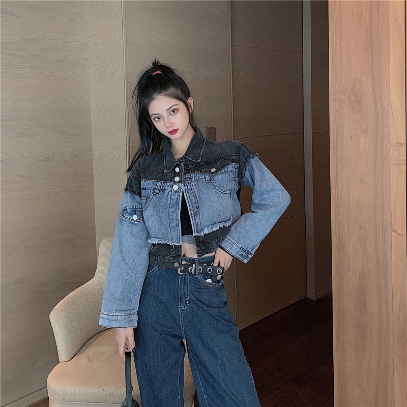 Áo khoác Denim dáng rộng thời trang mùa đông cá tính cho nữ