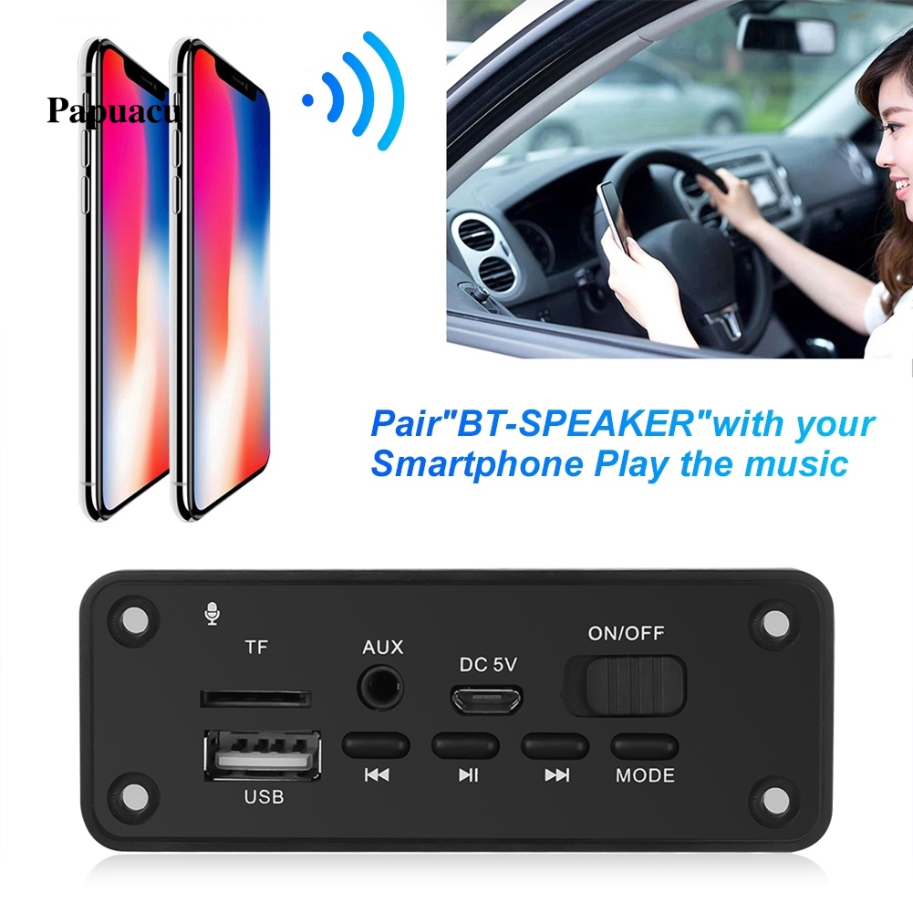 Bảng Mạch Giải Mã Âm Thanh Bluetooth 5.0 Tích Hợp Nghe Nhạc Mp3 Và Đài Fm Papua Cho Xe Hơi