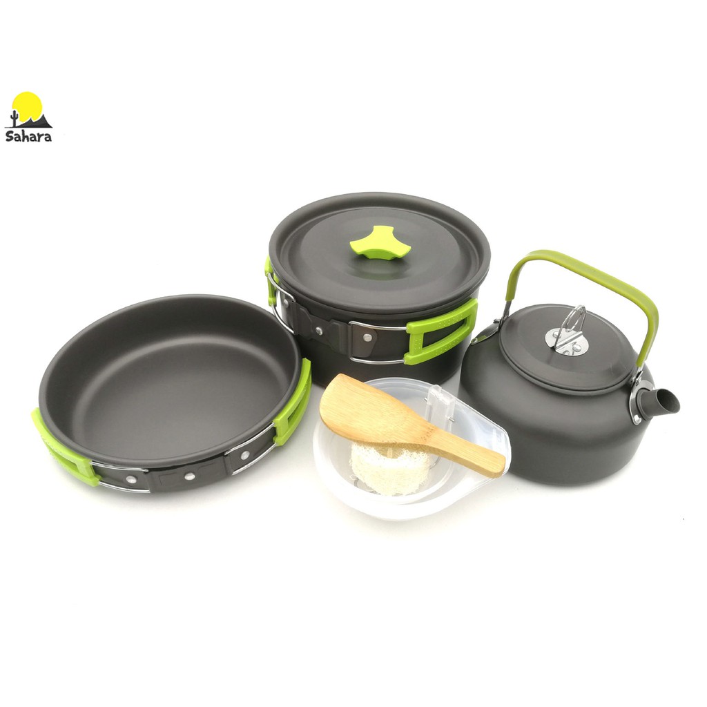 Bộ nồi ấm dã ngoại cắm trại DS-308 dành cho 2-3 người