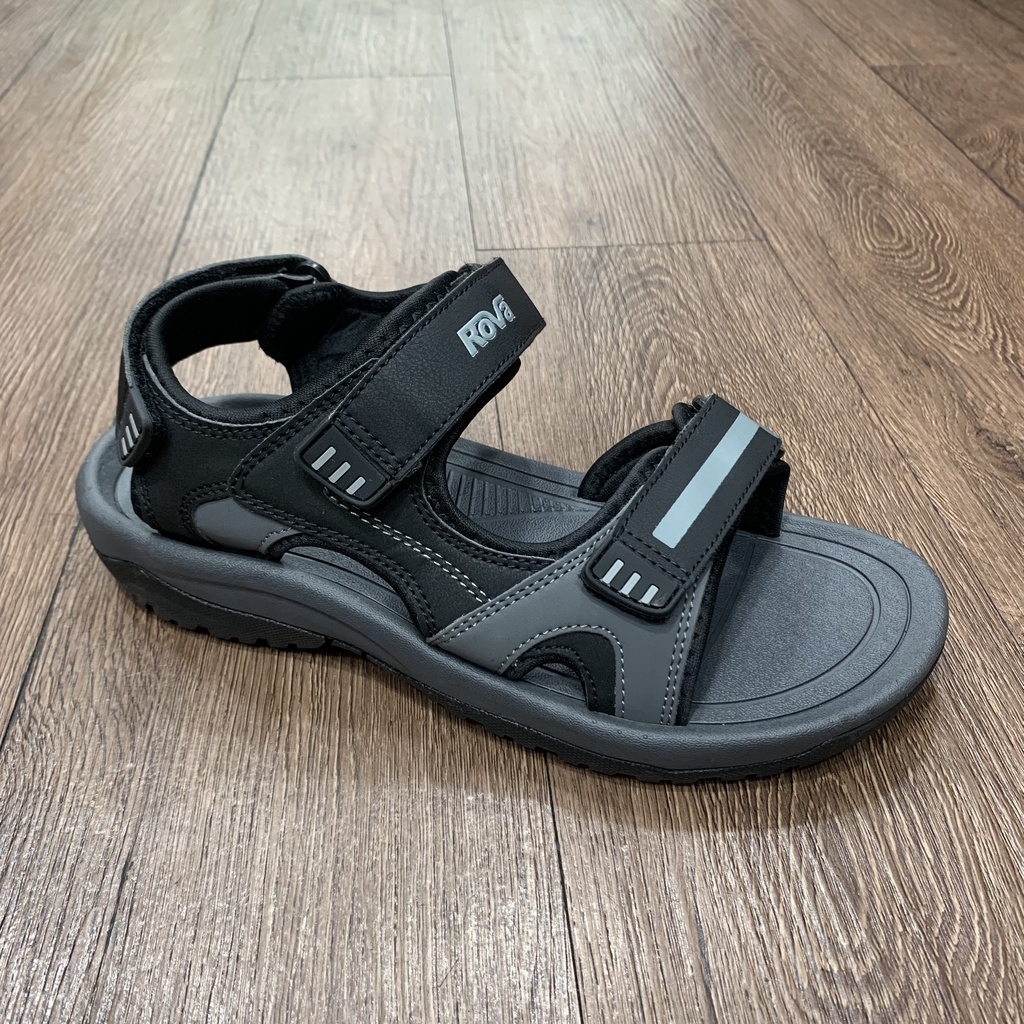 Sandal Rova Nam Quai Da Dán Xé Đế Cao Su Êm Chân - Xám