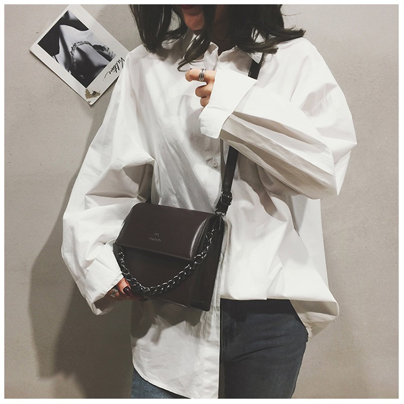 Túi đeo chéo nữ DO&amp;THINK dáng vuông phối phong cách Hàn Quốc dây xích siêu đẹp DC24