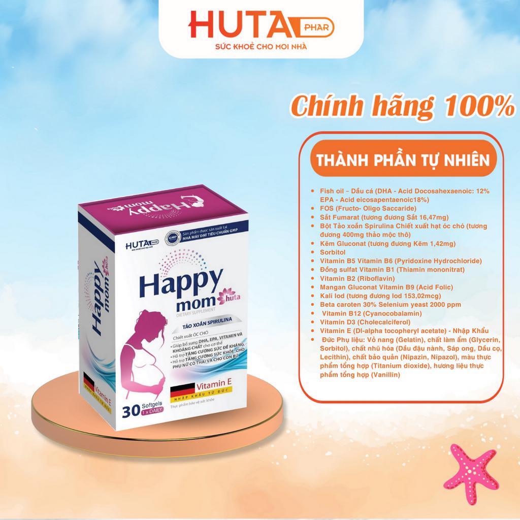 Vitamin tổng hợp cho mẹ bầu Happy Mom HUTA , bổ sung Sắt, DHA và các Vitamin khoáng chất thiết yếu cho bầu