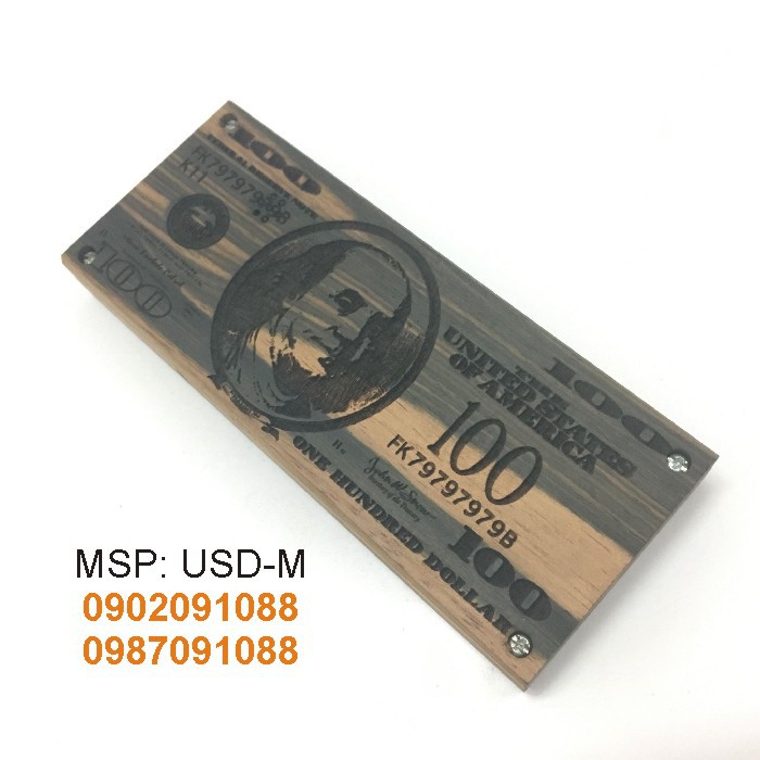 Vỏ gỗ 1202 - Họa tiết 100 Đô La - Gỗ Mun
