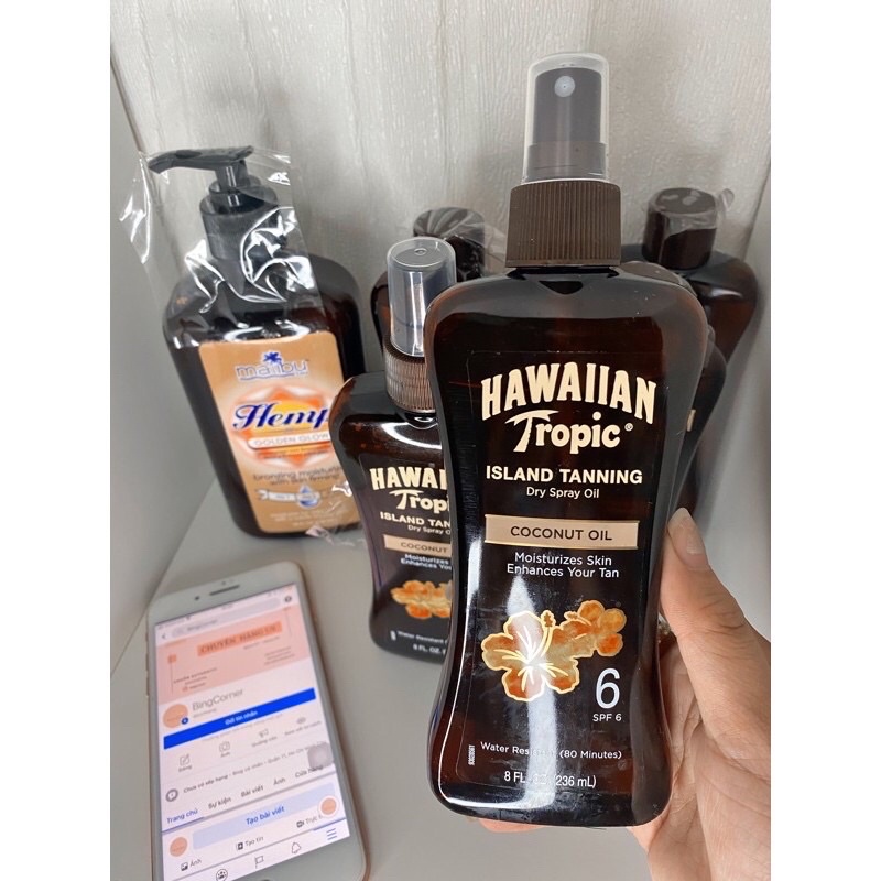 Dầu tắm nắng & bảo vệ da Hawaiian Tropic Tanning Dry Spray Oil SPF 6