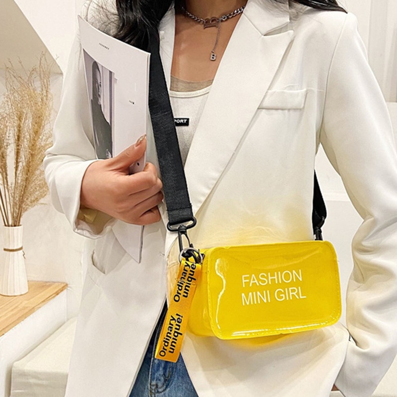 Alittle Túi Đeo Chéo mini Bằng Nhựa pvc Trong Suốt Màu Kẹo In Chữ Thời Trang Mùa Hè Cho Nữ