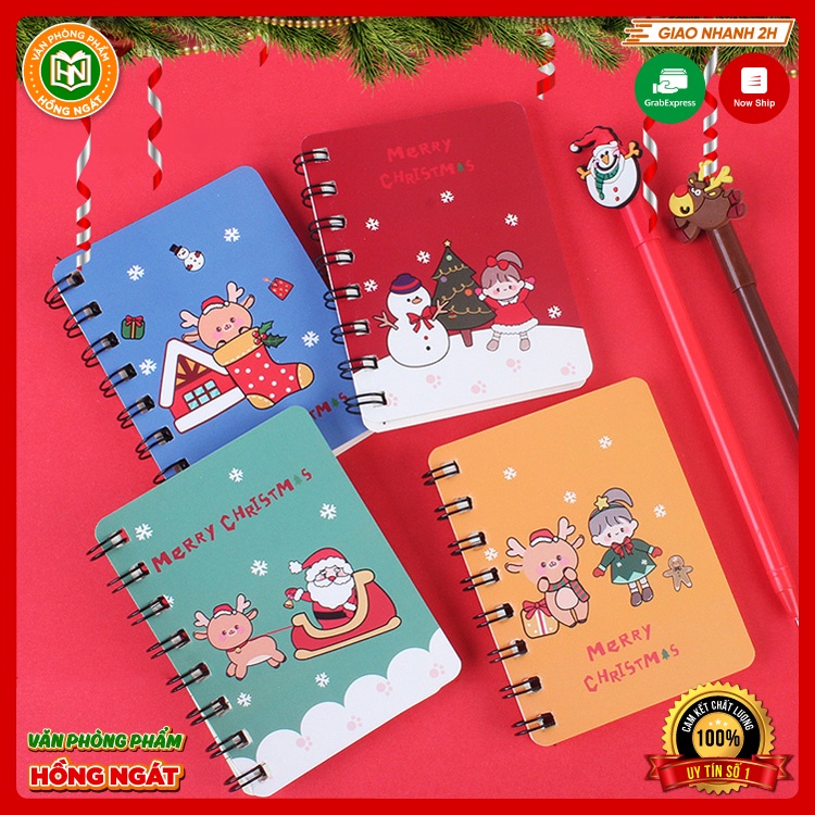 Sổ lò xo, sổ tay ghi chép cute chủ đề giáng sinh văn phòng phẩm đồ dùng học tập làm quà noel N020