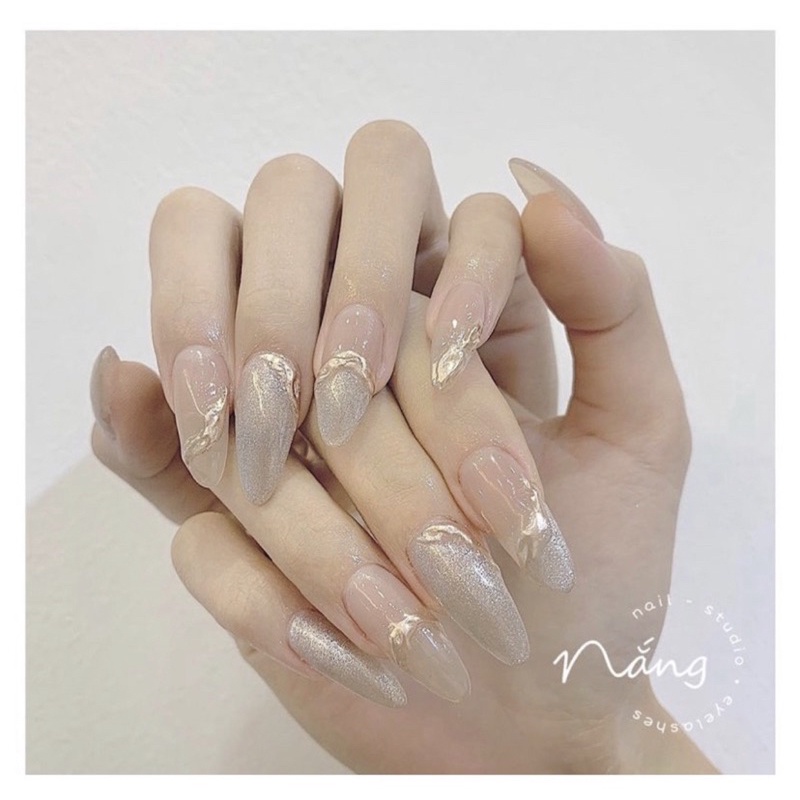 NAILBOX MÓNG ÚP THIẾT KẾ SANH CHẢNH MẪU CÔ DÂU - KÈM THEO DŨA VÀ KEO GẮN