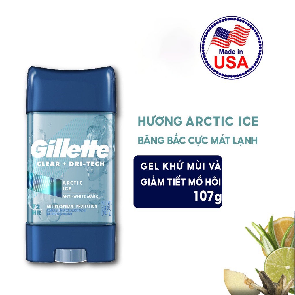 Lăn khử mùi nam Gel Gillette Cool Wave, Sport Ative, Arctic Ice 107g - Nhập Khẩu Mỹ