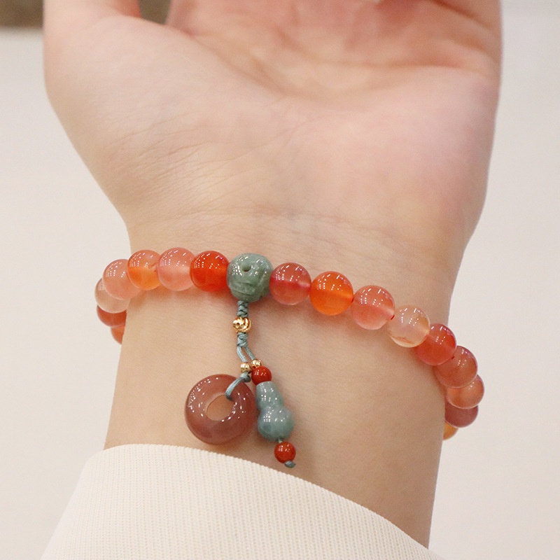 [Hàng Mới Về] Vòng Tay Hạt Mã Não Và Hồ Lô Thiết Kế Niche Thời Trang Mùa Thu Cho Nữ