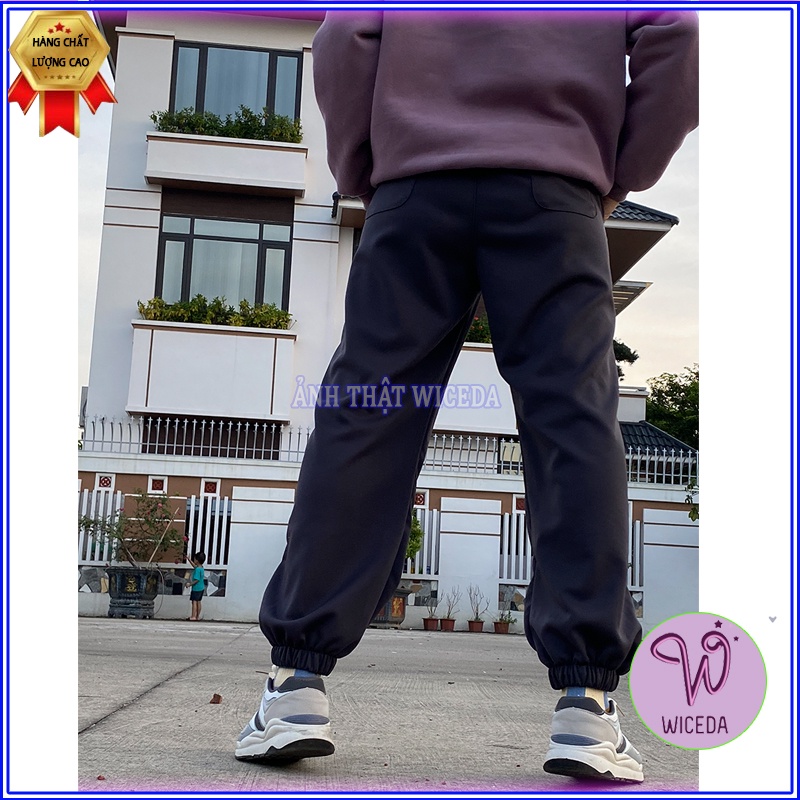 Quần jogger nữ dài cạp cao đẹp bo gấu cạp chun dây rút dáng thể thao chất dày dặn 3màu  đen ghi xám Wiceda 240