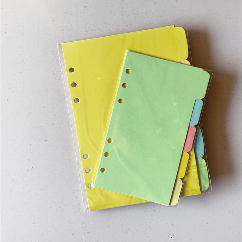 Set 5 tab phân trang A5/ B5 màu Pastel bìa cứng gắn sổ còng, tab bìa mục binder