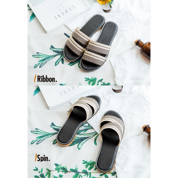 Dép lê hai quai bố đen xám