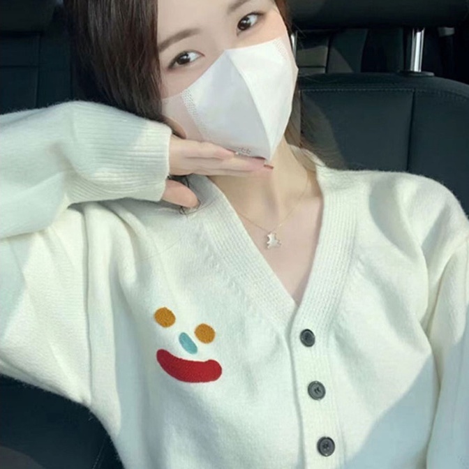 Áo dệt kim ZHELIHANGFEI dài tay cổ chữ V thời trang dành cho nữ