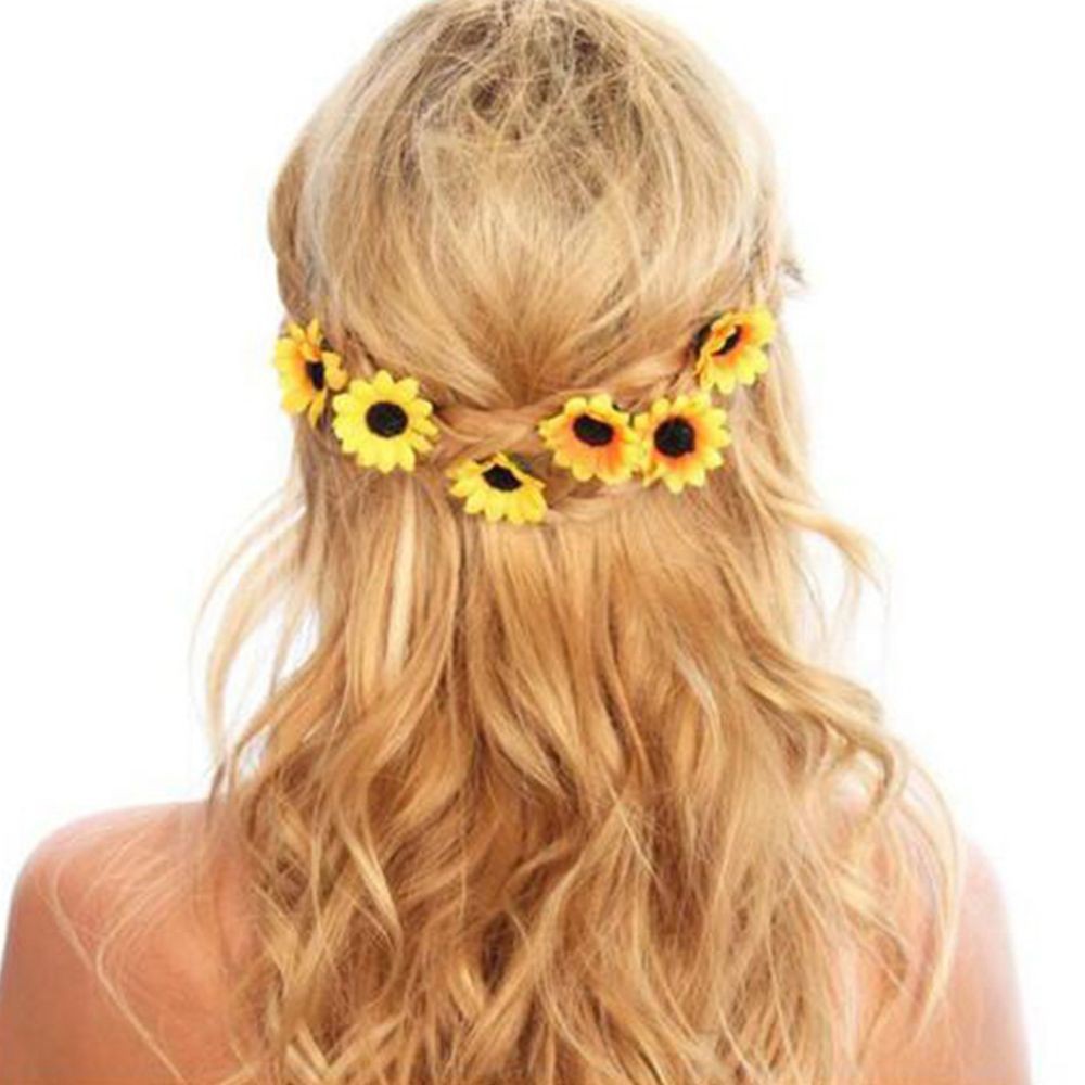 BACK2LIFE 5Pcs Clips Sweet Headpiece Hair Pins Bridal Party Prom Decor Boho Sunflower Headband/Multicolor