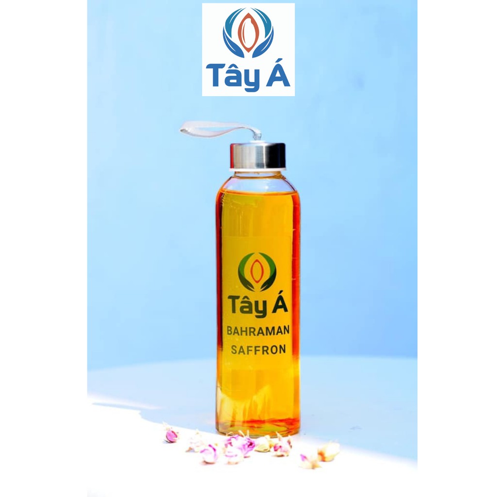 Bình nước thủy tinh, saffron Tây Á, dung tích 500ml, có dây xách