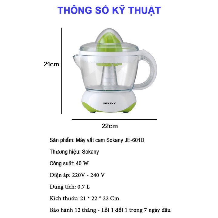 Máy vắt cam Sokany tự động-Máy ép nước cam 2 chiều tiện lợi-Chiết sạch-Dễ dàng tháo lắp vệ sinh-Bảo hành 12 tháng