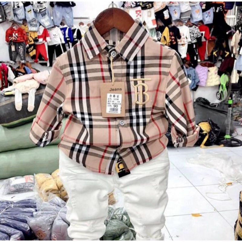 ÁO SƠ MI KẺ BBR DÀI TAY CHO BÉ TRAI HÀNG CAO CẤP