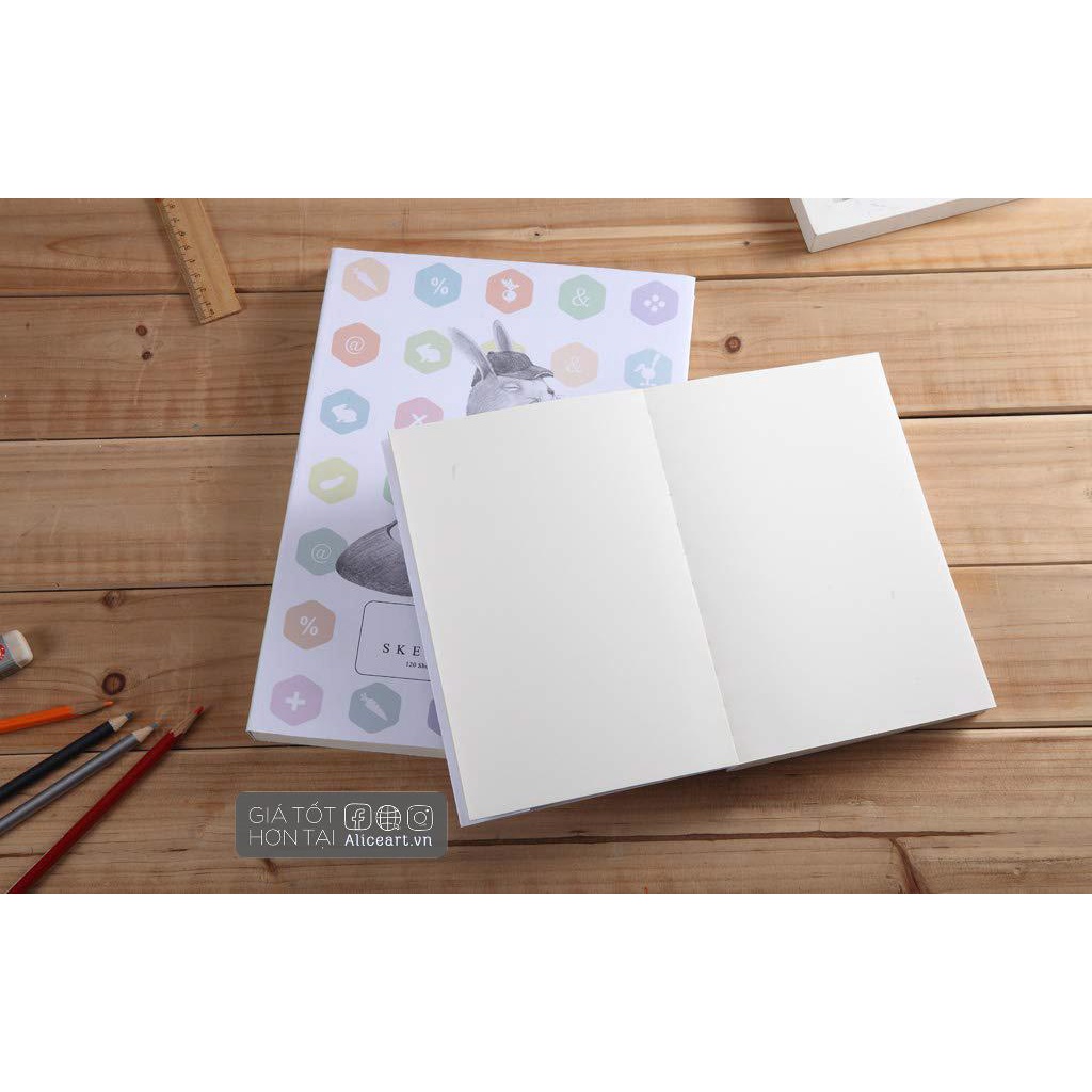 Sổ vẽ A6 nhỏ xinh - Potentate Sketchbook Bìa Thú đáng yêu 100gsm vẽ chì phác thảo 60 tờ-RẺ