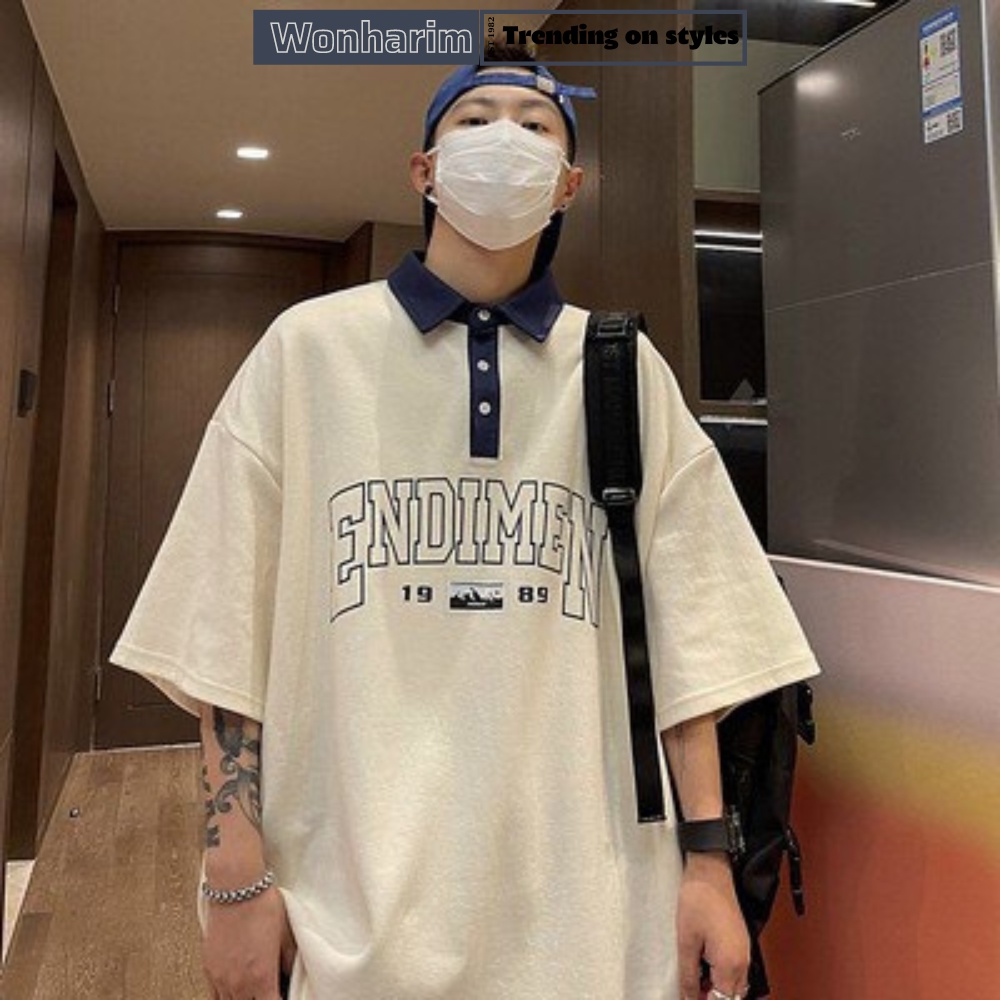 Áo thun polo form rộng tay lỡ Drwih nam nữ 🌸[wonharim]🌸Áo phông tay cộc dáng dài phong cách Hàn quốc