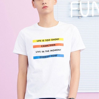 Áo Thun Nam Tay Ngắn In Chữ Sọc 3 Màu LIFE IS TOO SHORT DLX