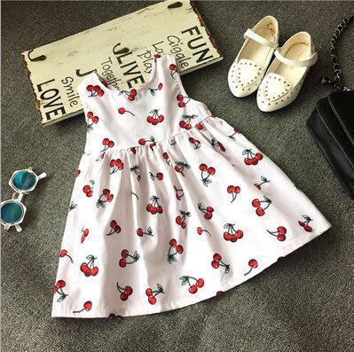 🍒Đầm thời trang xinh xắn cho bé gái🍋 Đầm sát nách in hình trái cây/hoa/trái cây xinh xắn