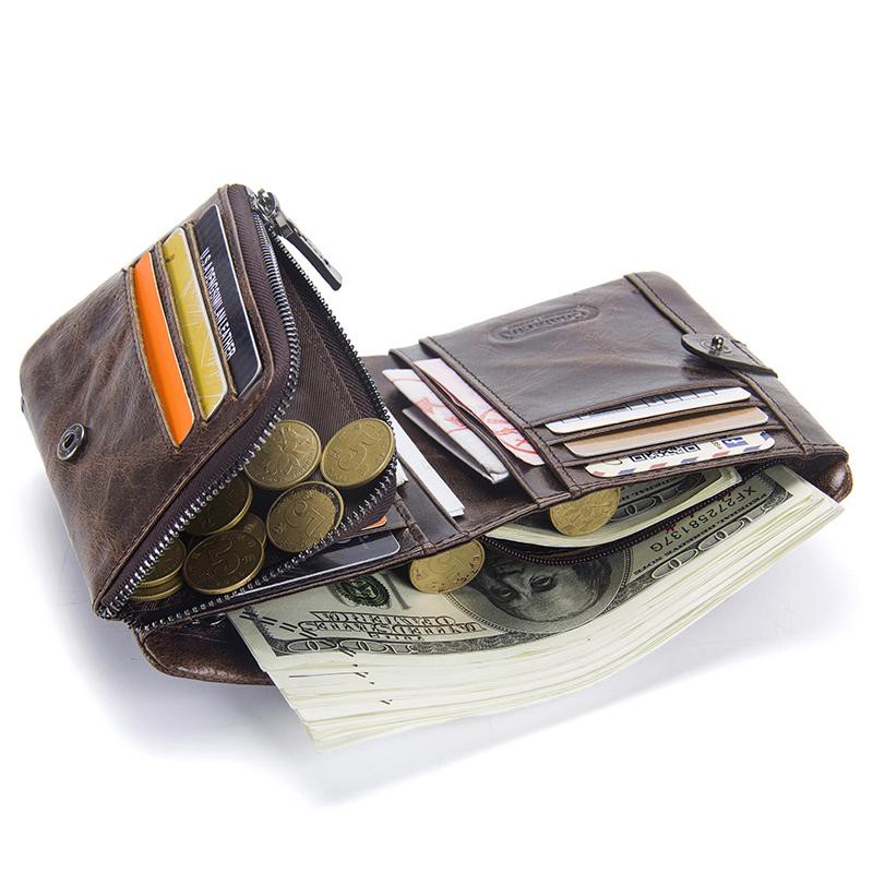 Ví Da Thật CONTACT’S Dạng Ngắn Thời Trang Lịch Lãm Dành Cho Nam