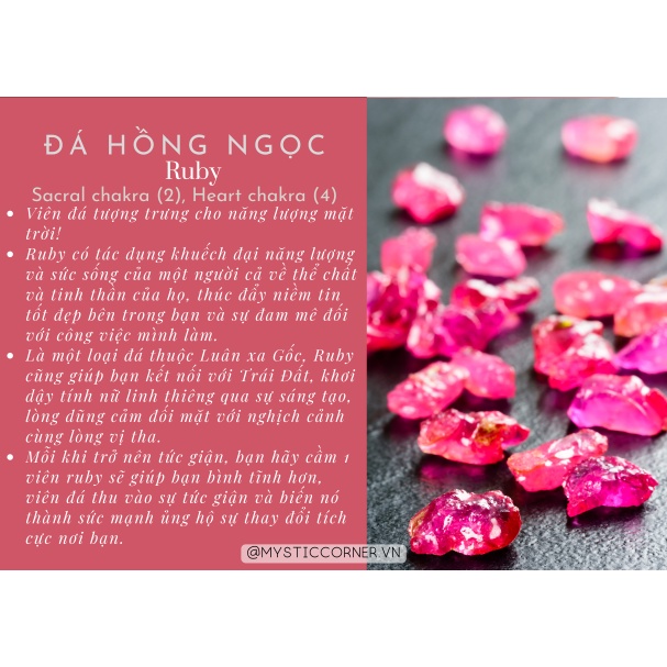 Vụn thô đá thanh tẩy Ruby tự nhiên dùng trong Tarot, thiền định, Reiki, Phong thủy
